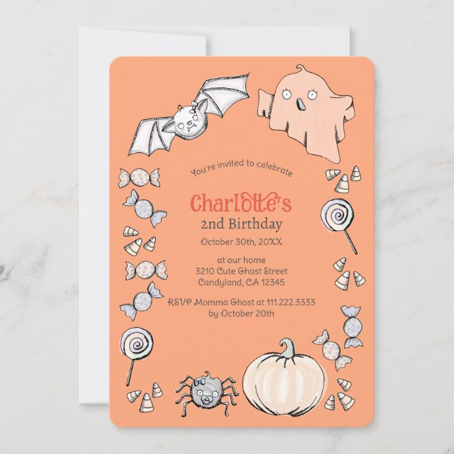 Aniversario de los niños de Halloween de dulce dul Einladung (Vorderseite)