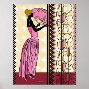 Anjanette in Rosa und Gold Poster