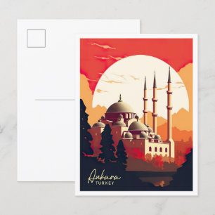 Ankara Türkei Kunst Vintage Reiseillustration Postkarte
