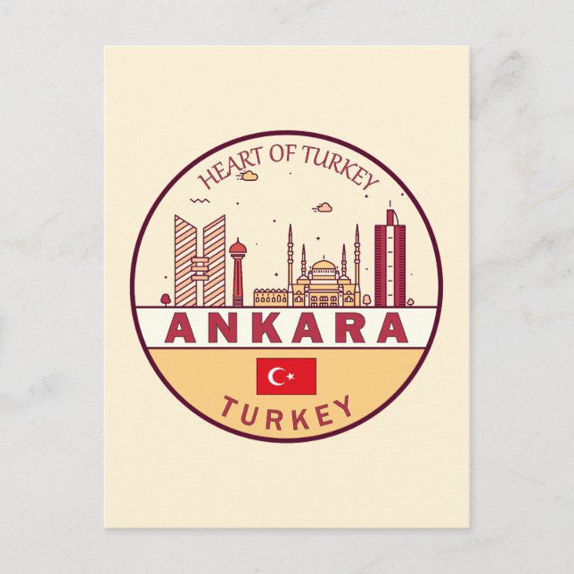 Ankara Turkey Skyline Emblem Postkarte (Vorderseite)
