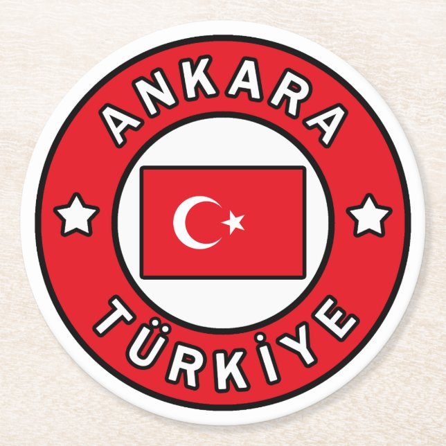 Ankara Türkiye Runder Pappuntersetzer (Vorderseite)