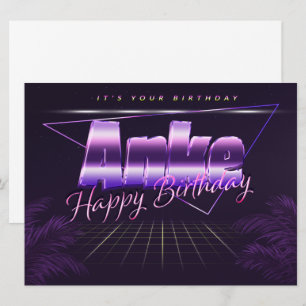 Anke Name Vorname lila retro Karte Geburtstag