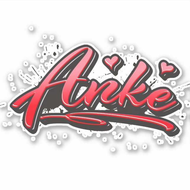 Anke red Heart Graffiti Aufkleber Sticker (Vorderseite)