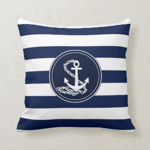 Anker auf dem Seemann von Nautical Blue und White  Kissen