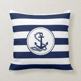Anker auf dem Seemann von Nautical Blue und White  Kissen