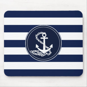 Anker auf dem Seemann von Nautical Blue und White Mousepad
