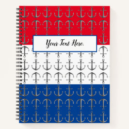 Anker Aweigh, ein Nautical Muster Spiral Notebook Notizbuch