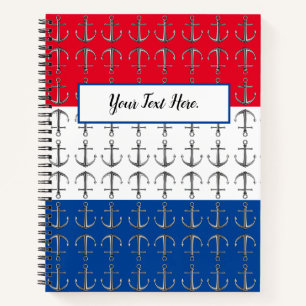 Anker Aweigh, ein Nautical Muster Spiral Notebook Notizbuch