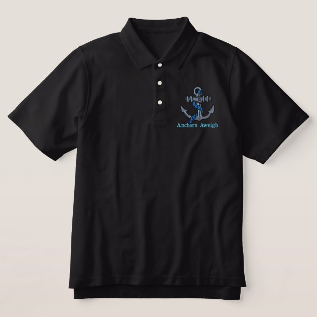 Anker-Aweigh gestickte T-Shirts (Design Vorderseite)