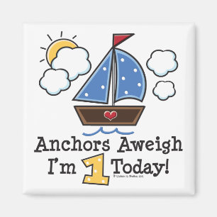 Anker-Aweigh Segelboot-1. Geburtstags-Magnet Magnet