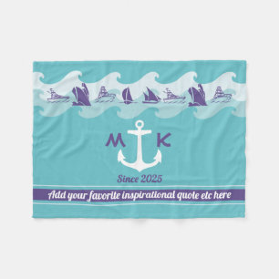 Anker bewegt Seeschiffs-Boots-Yacht-Monogramm Fleecedecke