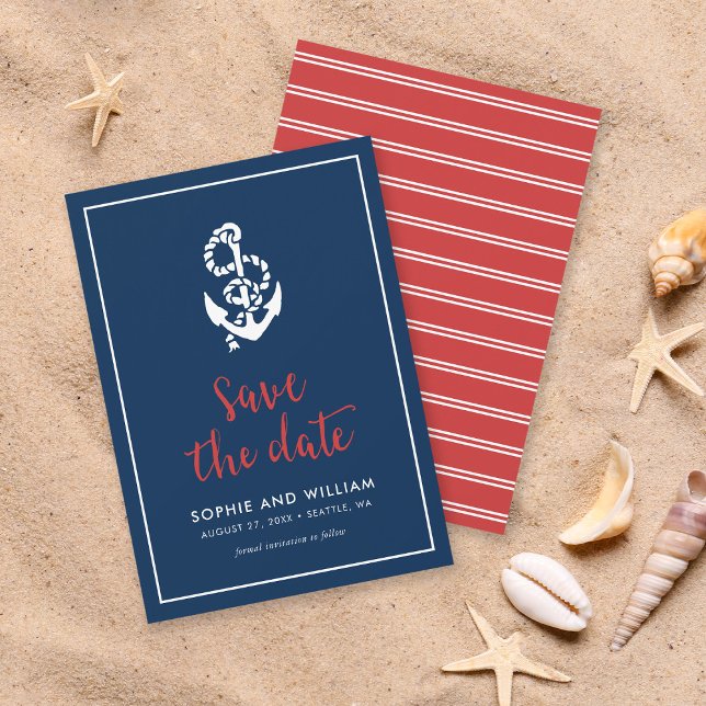 Anker Blau und Rot Schrift Save the Date (Von Creator hochgeladen)