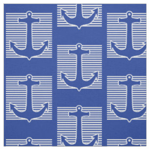 Anker-blaue/weiße Kontur + Ihre Ideen Stoff
