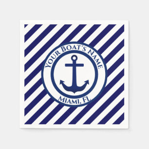 Anker-Briefmarke und diagonale Streifen Serviette