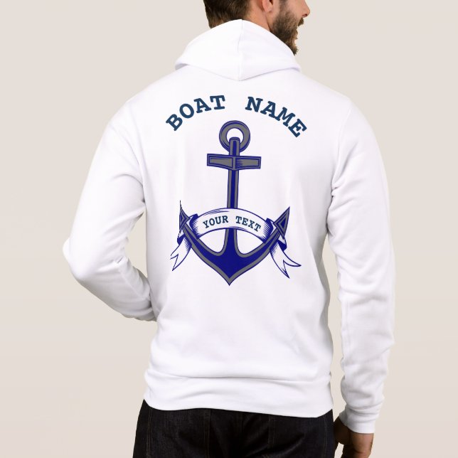 Anker Custom Nautical Blue White Mens Zip Hoodie (Rückseite)