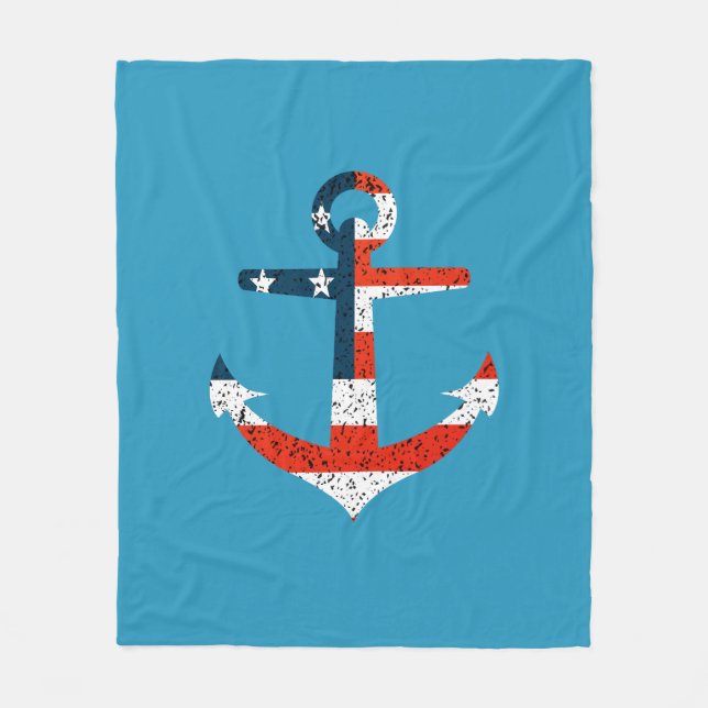 Anker der großen amerikanischen Flagge Fleecedecke (Vorderseite)