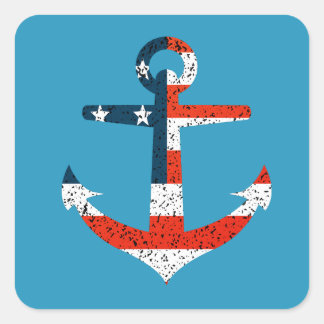 Anker der großen amerikanischen Flagge Quadratischer Aufkleber