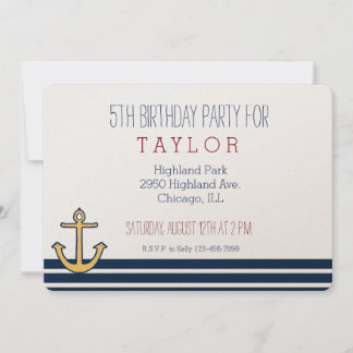 Anker der Nautic Navy Blue Stripes Einladung