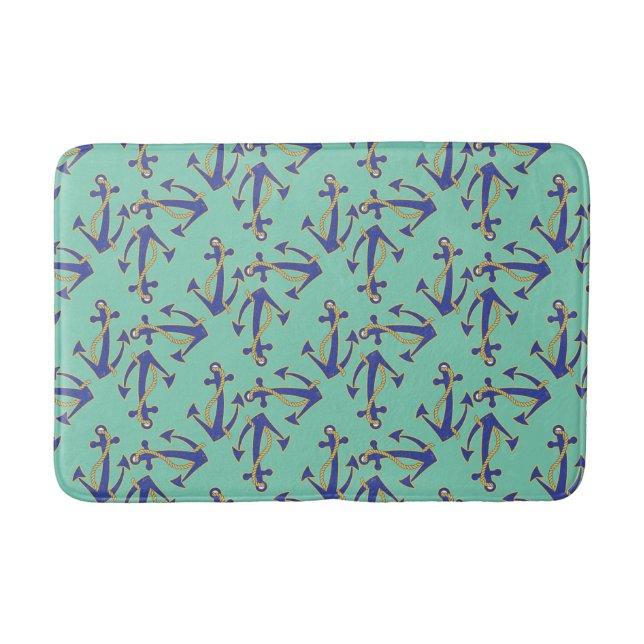 Anker der Nautischen Marine mit Goldseil Bath Mats Badematte (Vorderseite)
