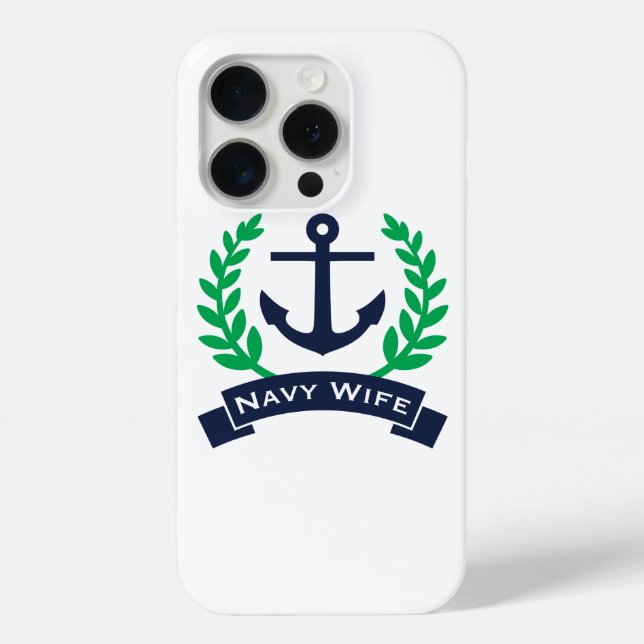 Anker der Navy-Ehefrau iPhone 15 Pro Hülle (Rückseite)