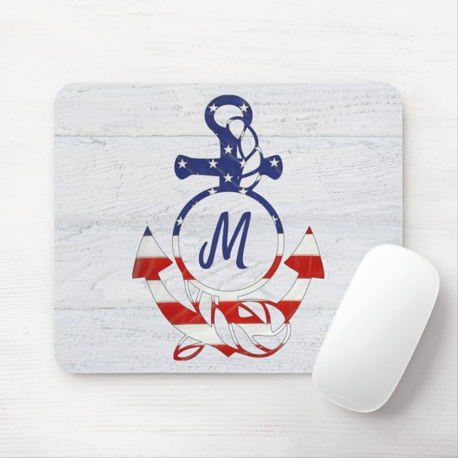 Anker der Wasserflagge auf Holz Mousepad (Mit Mouse)