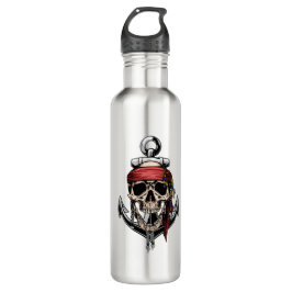 Anker des Kreuzknochens Pirate Skull Edelstahlflasche