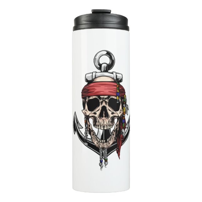 Anker des Kreuzknochens Pirate Skull Thermosbecher (Vorderseite)