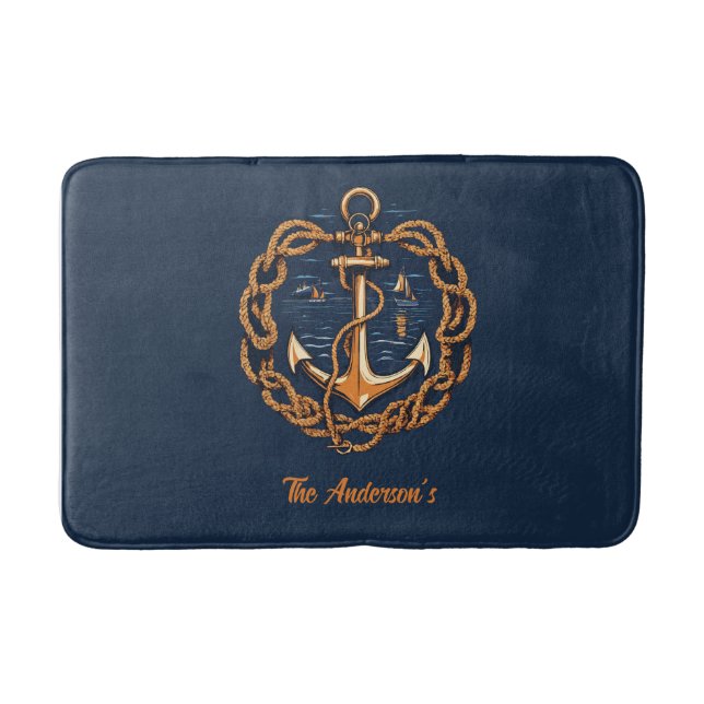 Anker des Nautical Golden Ship Badematte (Vorderseite)