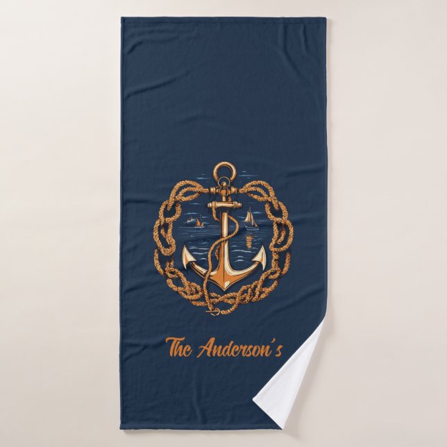 Anker des Nautical Golden Ship Badhandtuch Set (Badehandtuch)