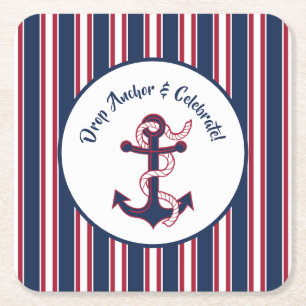 Anker fallen lassen und patriotische Küstenplatten Rechteckiger Pappuntersetzer