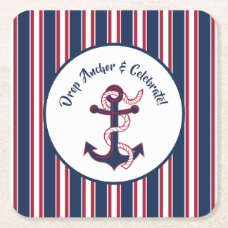 Anker fallen lassen und patriotische Küstenplatten Rechteckiger Pappuntersetzer