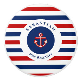 Anker für die blaue blaue, weiße Streifen der Mari Keramikknauf