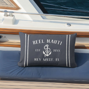 Anker für dunkle Marine und Personalisierte Weißbo Kissen Für Draußen