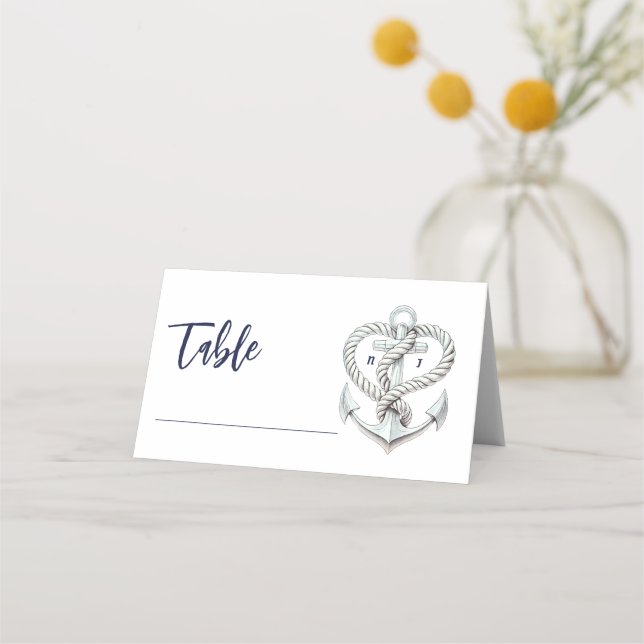 Anker für Nautic Heart Rope Hochzeitstisch Platzkarte (Vorderseite)