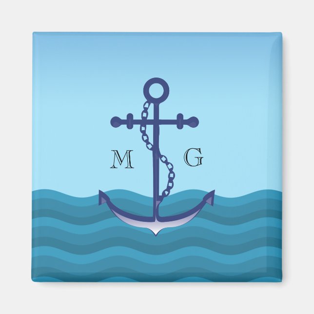 Anker für Nautische Schiffe mit Doppelmonogramm Magnet (Vorne)