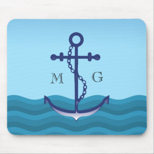 Anker für Nautische Schiffe mit Doppelmonogramm Mousepad