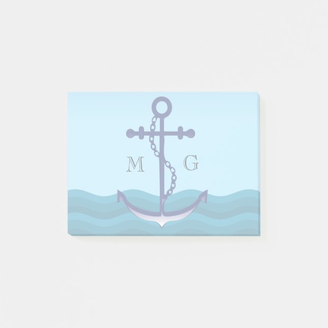 Anker für Nautische Schiffe mit Doppelmonogramm Post-it Klebezettel (Vorderseite)