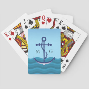 Anker für Nautische Schiffe mit Doppelmonogramm Spielkarten