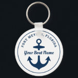 Anker für Personalisierte Schiffsnamen der Nautic  Schlüsselanhänger<br><div class="desc">Das Round nautical Schlüsselanhänger Design zeichnet sich durch ein schlichtes,  stilvolles Design in Weiß- und Marineblau aus. Personalisieren Sie den benutzerdefinierten Text mit dem Namen Ihres Bootes und ihrer Position Stadt und Staat.</div>