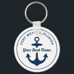 Anker für Personalisierte Schiffsnamen der Nautic  Schlüsselanhänger<br><div class="desc">Das Round nautical Schlüsselanhänger Design zeichnet sich durch ein schlichtes,  stilvolles Design in Weiß- und Marineblau aus. Personalisieren Sie den benutzerdefinierten Text mit dem Namen Ihres Bootes und ihrer Position Stadt und Staat.</div>