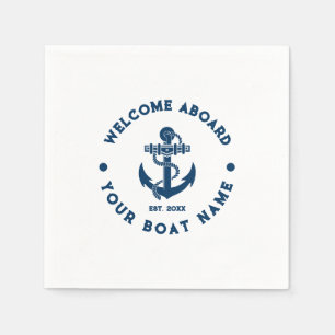 Anker für Vintage Nautikboote, blau und weiß Serviette
