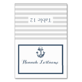 Anker Grau und Navy Blue Nautical Sitzkarte Tischnummer