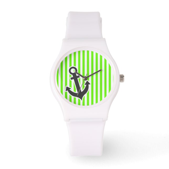 Anker; helle grüne Streifen; Streifen Armbanduhr (Vorderseite)