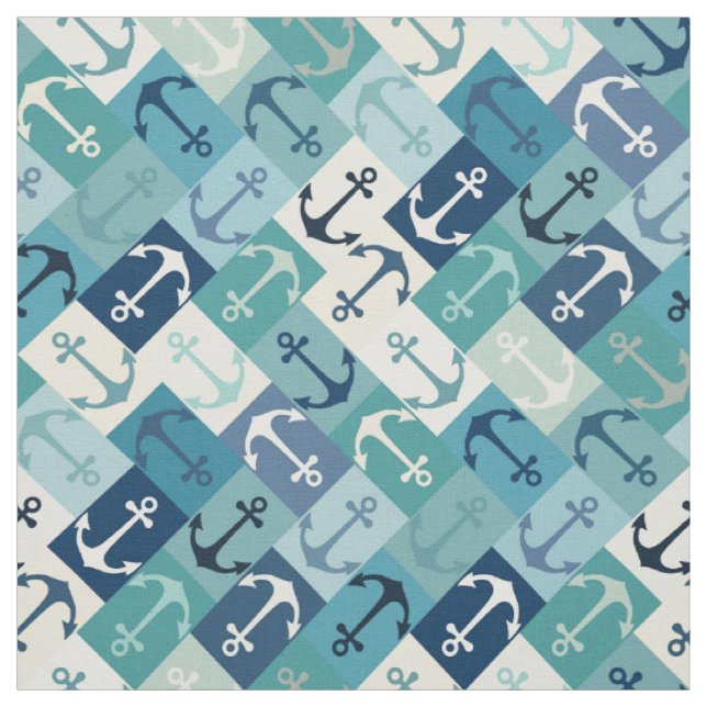 Anker-Herringbone Blau Stoff (Muster)