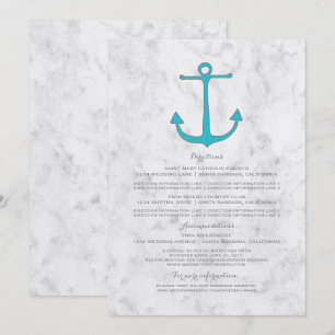 Anker-Hochzeitsinformationen im türkisen Landhauss Einladung