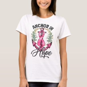Anker in Hope Pink Ribbon Brustkrebs Bewusstsein T-Shirt
