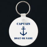 Anker Kapitän Name oder Schiffsname Marine & White Schlüsselanhänger<br><div class="desc">Nautical Anchor Kapitän Name Boat Name oder benutzerdefinierten Text-Schlüsselanhänger hinzufügen.</div>
