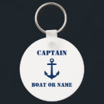 Anker Kapitän Name oder Schiffsname Marine & White Schlüsselanhänger<br><div class="desc">Nautical Anchor Kapitän Name Boat Name oder benutzerdefinierten Text-Schlüsselanhänger hinzufügen.</div>