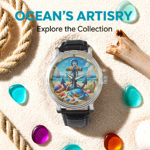Anker-Krebs-Strand-Nautik Armbanduhr