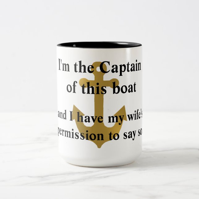 Anker-lustige Tasse Kapitän-Of This Boat Gold (Mittel)